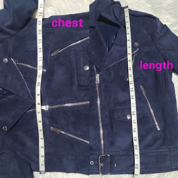 NWT|Theory Modern Moto 2.0 Fulton Navy Faux Suede Jacket - Picture 8 of 13